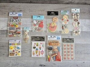 Sticker Lot BBQ Picnic Grill Summer Scrapbooking 3D Stickers RARE Jolee's #40
